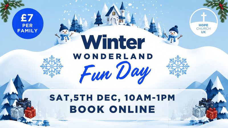 Winter Wonderland Fun Day, Saturday 5th December, 10am to 1pm. £7 per family. Book online.
